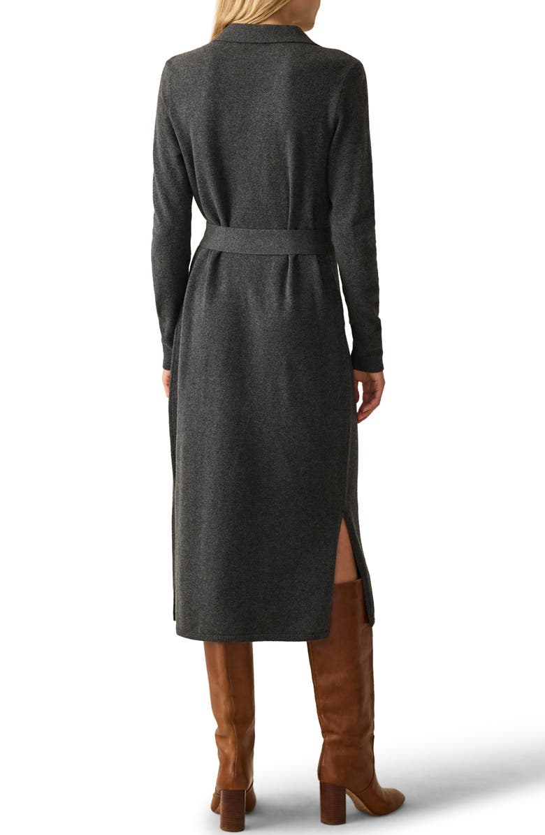 Faherty Jackson Long Sleeve Tie Waist Cotton Blend Sweater Dress, Alternate, color, 