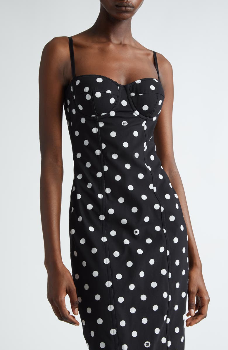 Dolce&Gabbana Polka Dot Corset Sheath Dress, Alternate, color,