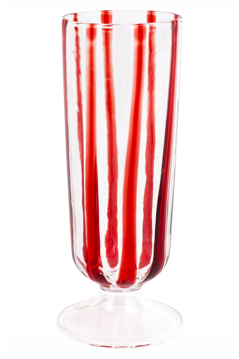 Nuovo Stripe Champagne Glass, Main, color, RED
