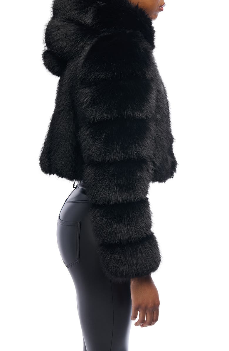 Jolene Crop Faux Fur Hooded Jacket