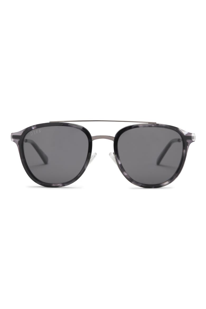 Camden 54mm Polarized Round Sunglasses, Main, color, BLACK MARBLE/ GREY