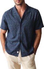 Marine Layer Block Print Stretch Selvage Resort Shirt