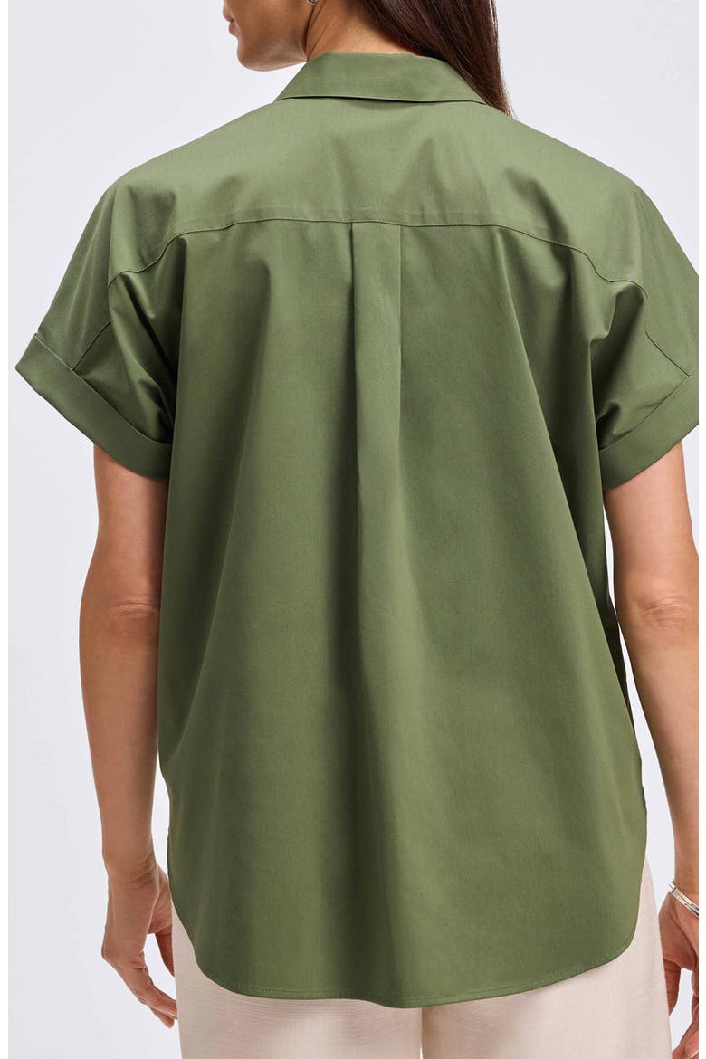 Abigail Short Sleeve Button-Up Shirt, Alternate, color, BASIL