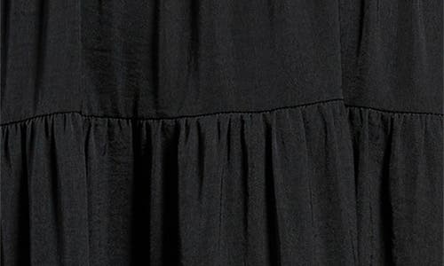 Lucky Brand Crinkle Satin Maxi Dress In Black