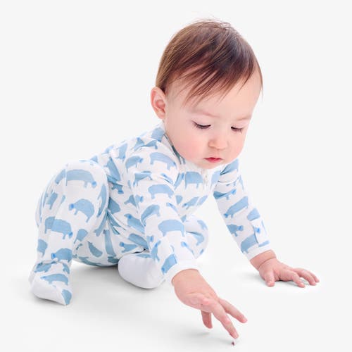 Primary Baby Organic Animal Friends Zip Footie In Stream Baby Sheep