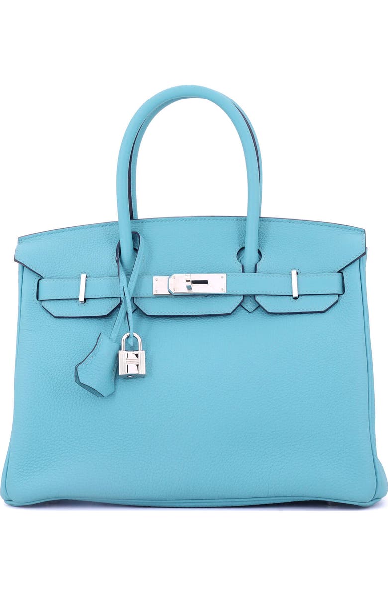 Pre-Owned Hermes Birkin Handbag Blue Togo with Palladium Hardware 30, Main, color, Bleu Du Nord