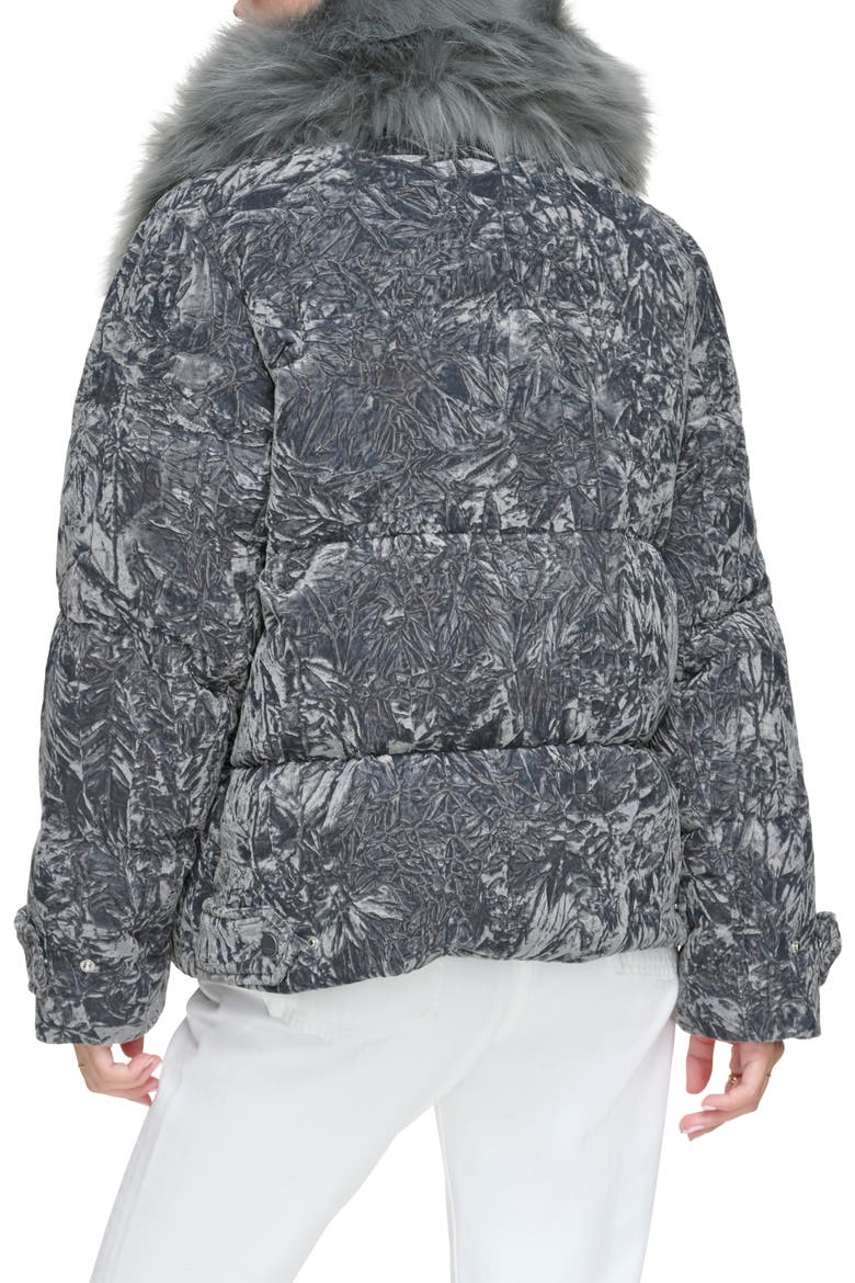 Charleroi Faux Fur Collar Down & Feather Fill Velvet Puffer Jacket, Alternate, color, PEPPERCORN