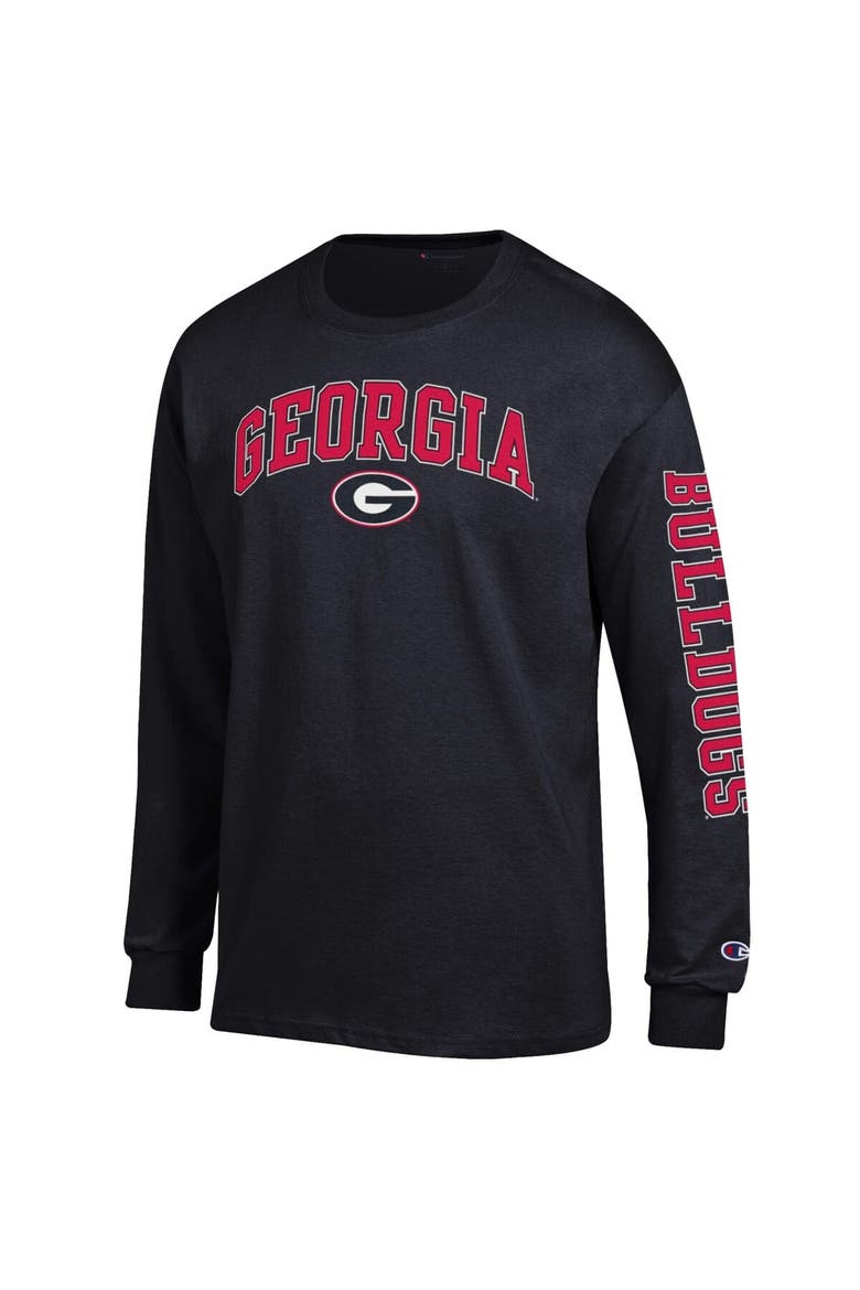 Men's Champion  Black Georgia Bulldogs Arch Over Logo 2-Hit Long Sleeve T-Shirt, Alternate, color, Black