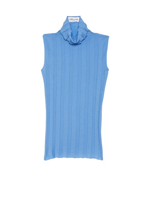 Romy Sleeveless Turtleneck in Merino Wool Rib