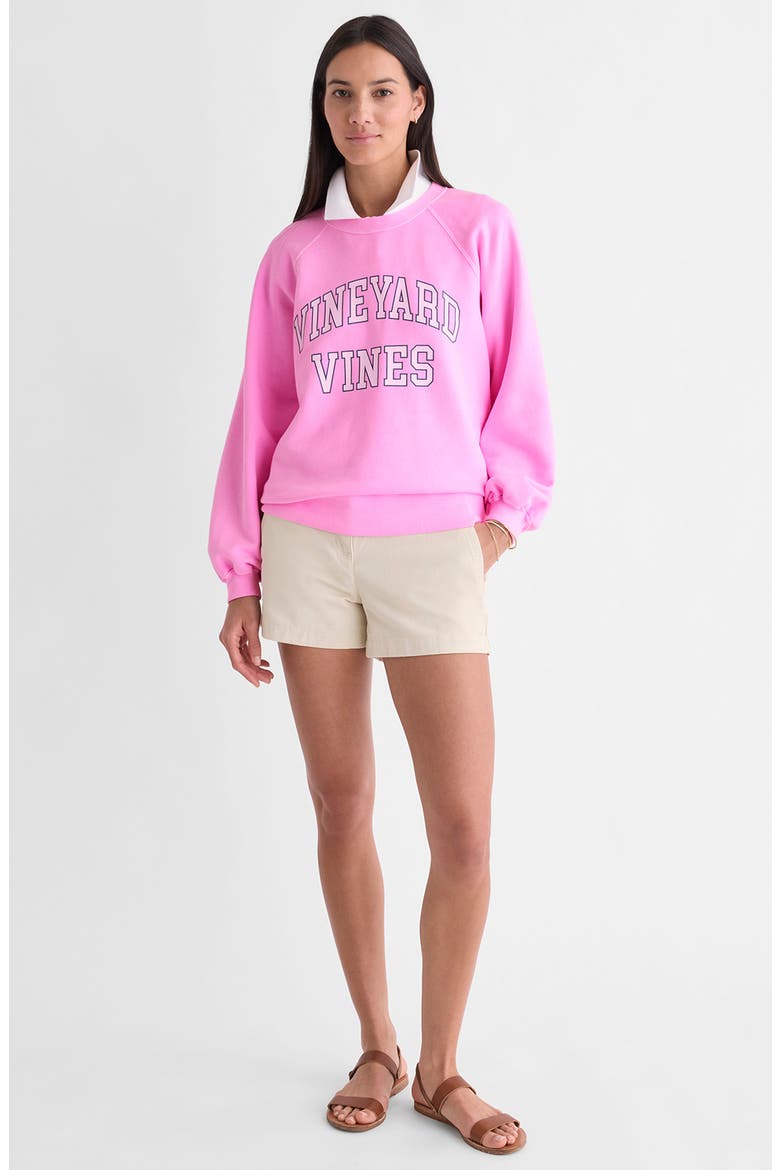 Terry Crewneck Cotton Sweatshirt, Alternate, color, NEON BLOOM