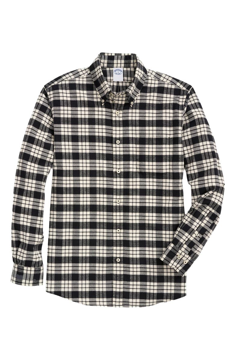 Brooks Brothers Plaid Cotton Flannel Button-Down Sport Shirt, Main, color, 