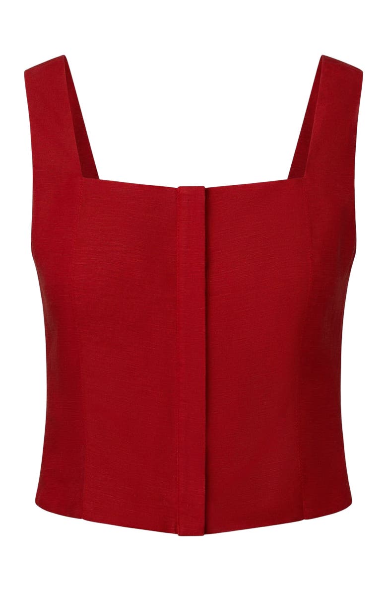 Onia Air Linen Square Neck Top, Alternate, color, Dark Red