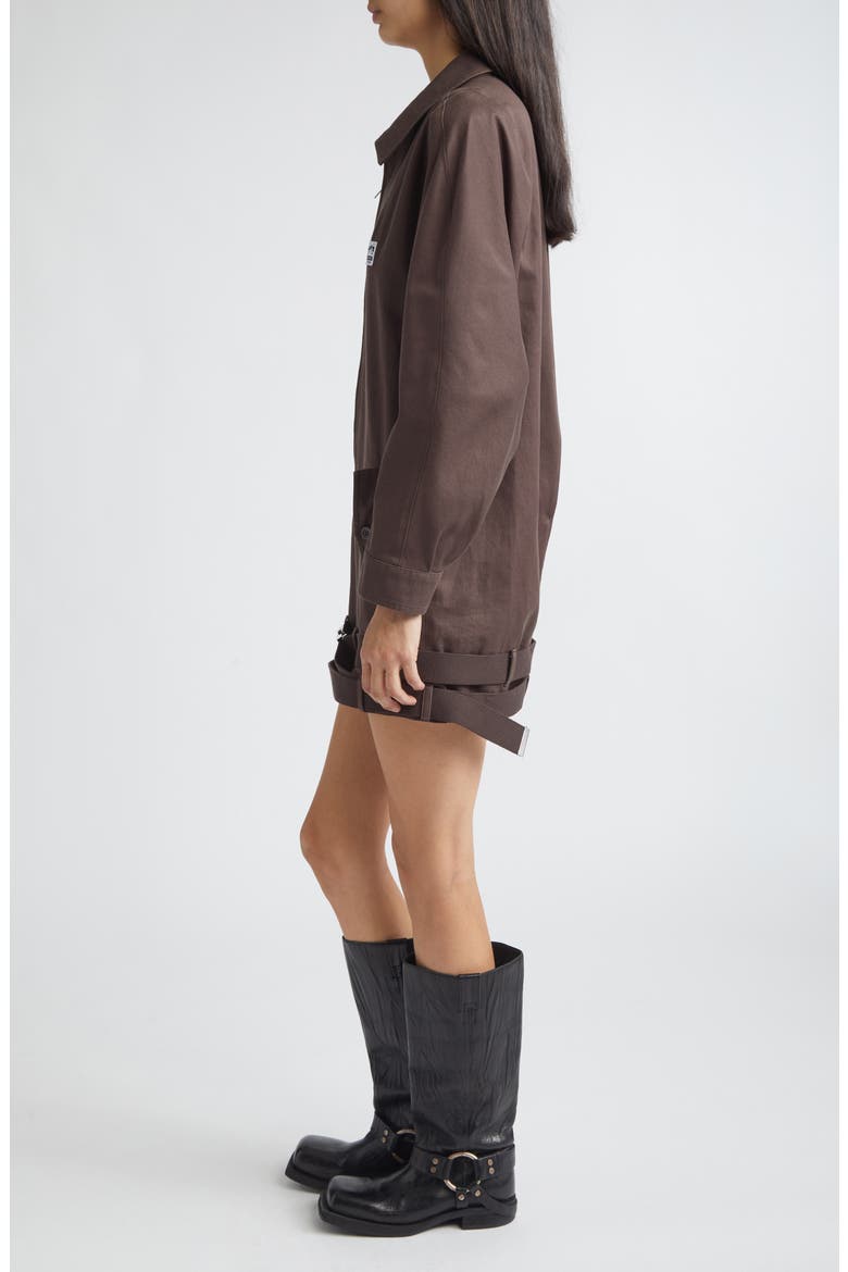 Long Sleeve Cotton Twill Minidress, Alternate, color, BROWN