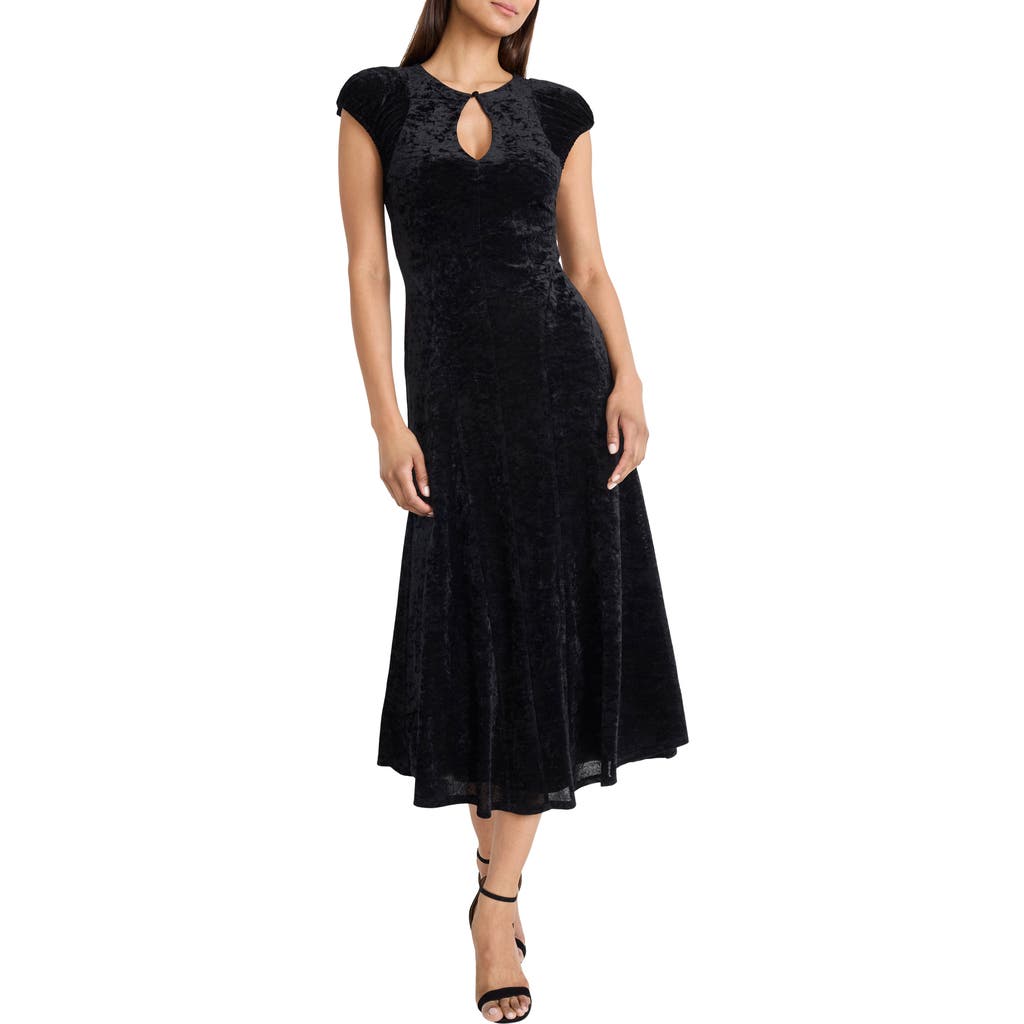 Donna Morgan For Maggy Velvet Keyhole Cutout Midi Dress In Black