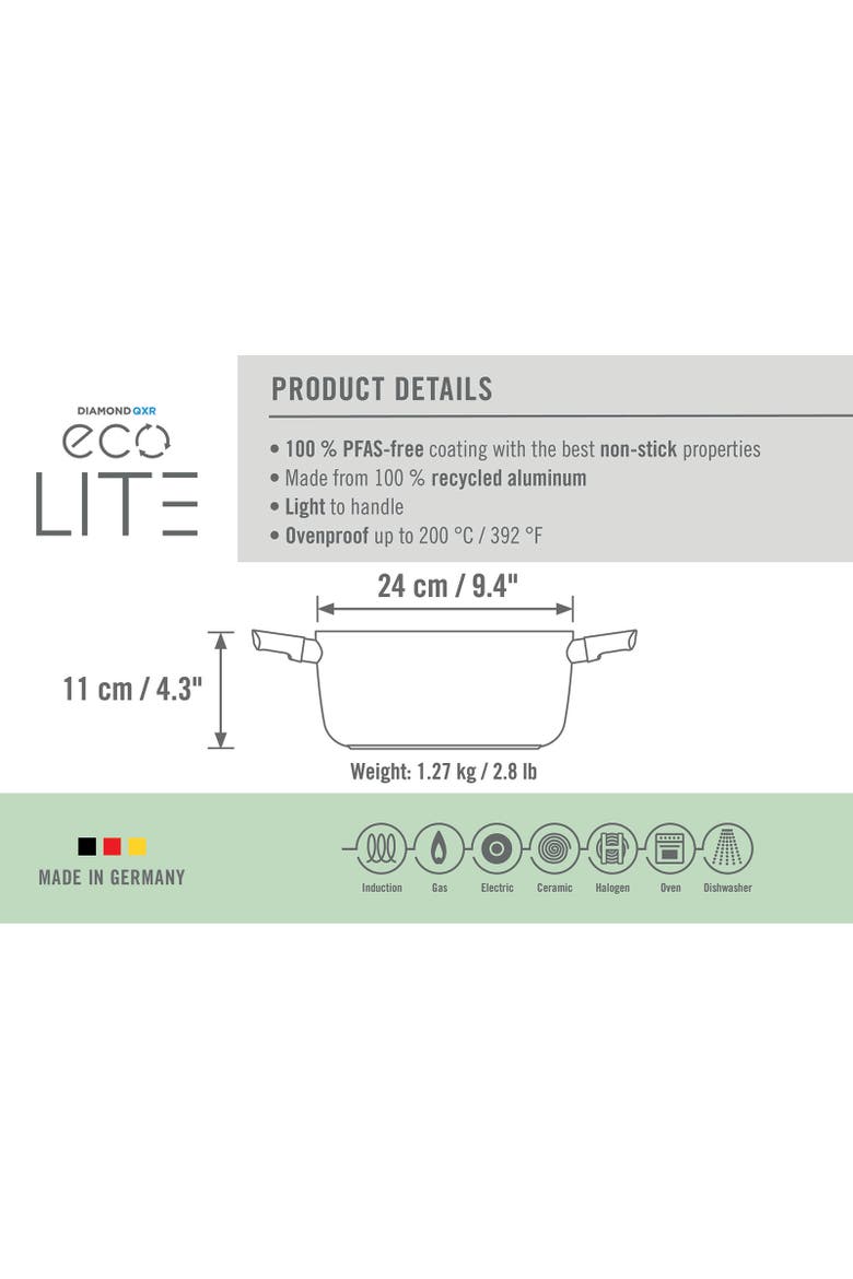 Ecolite Nonstick 3.7 Quart Stock Pot, 9.5-Inch, Alternate, color, Black