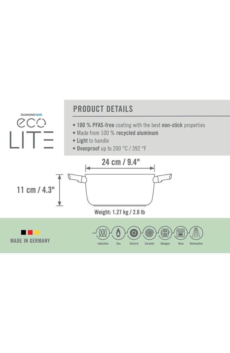 WOLL Ecolite Nonstick 3.7 Quart Stock Pot, 9.5-Inch, Alternate, color, Black