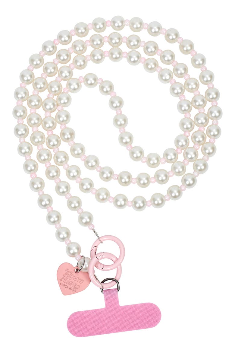 Imitation Pearl Crossbody Phone Lanyard, Main, color, WHITE/ PINK
