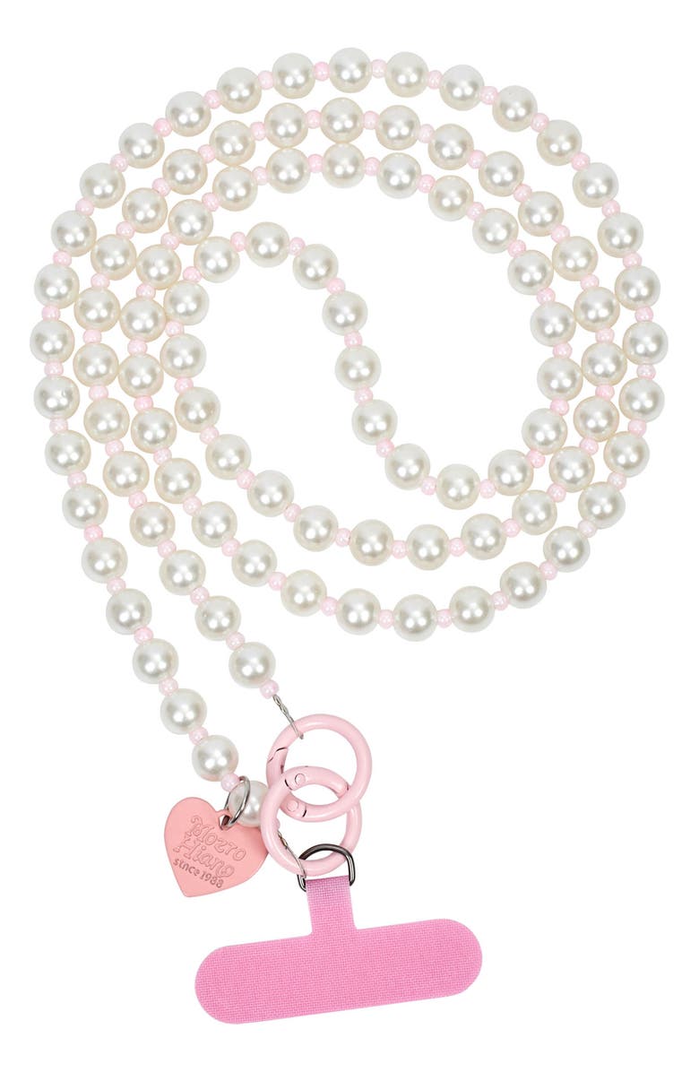 Auramma Imitation Pearl Crossbody Phone Lanyard, Main, color, White/ Pink