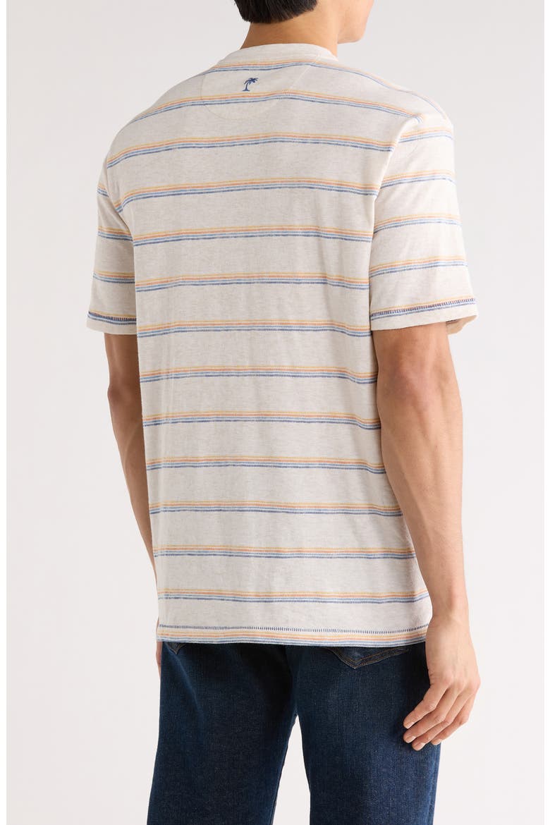 Soleil Stripe Short Sleeve Henley, Alternate, color, COCONUT