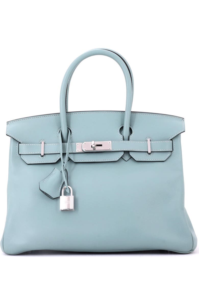 Pre-Owned Hermes Birkin Handbag Blue Swift with Palladium Hardware 30, Main, color, Ciel