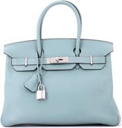 Pre-Owned Hermes Birkin Handbag Blue Swift with Palladium Hardware 30