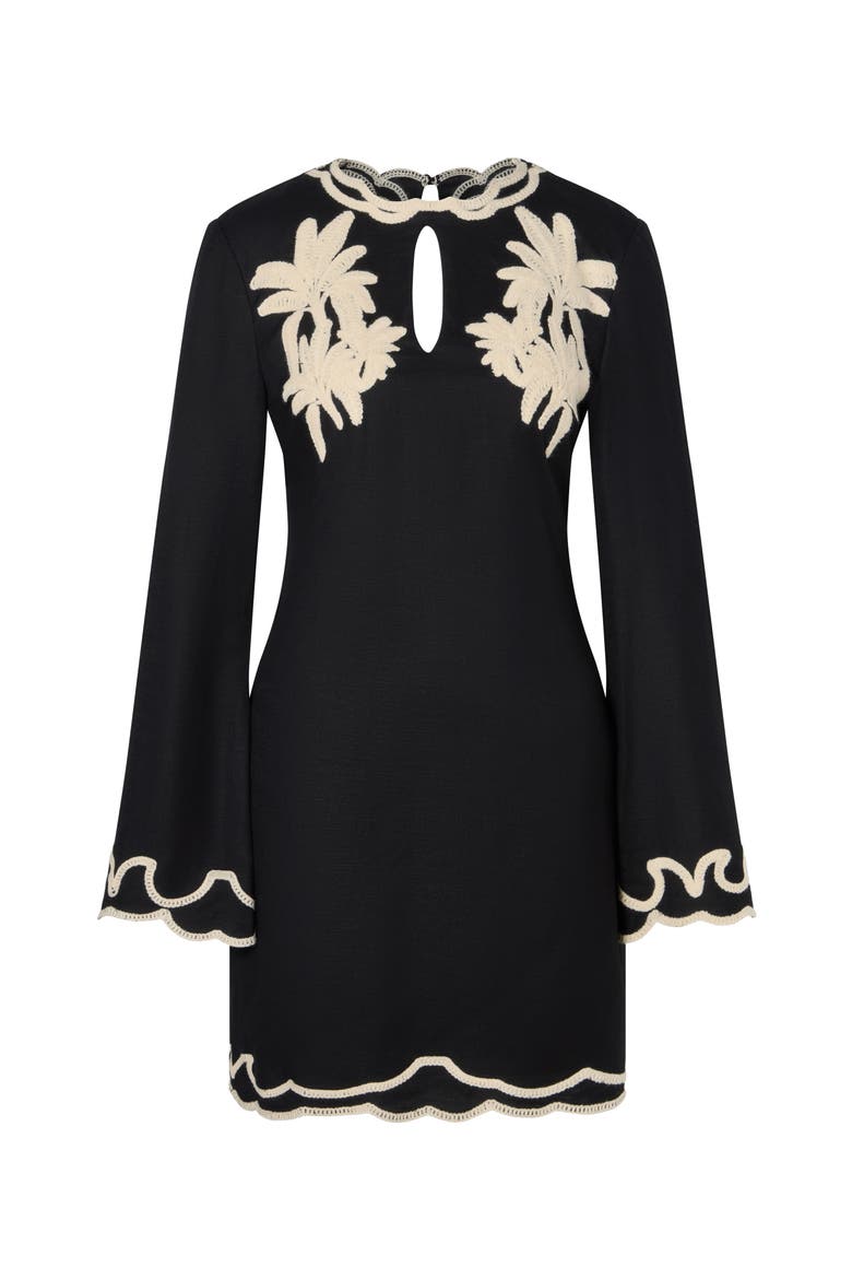 Henny Embroidered Mini Dress, Alternate, color, Black