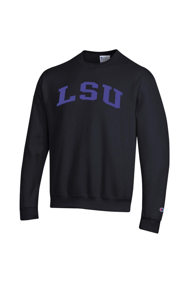 Men's Champion  Black LSU Tigers Basic Arch Fleece Pullover Sweatshirt, Alternate, color, Black