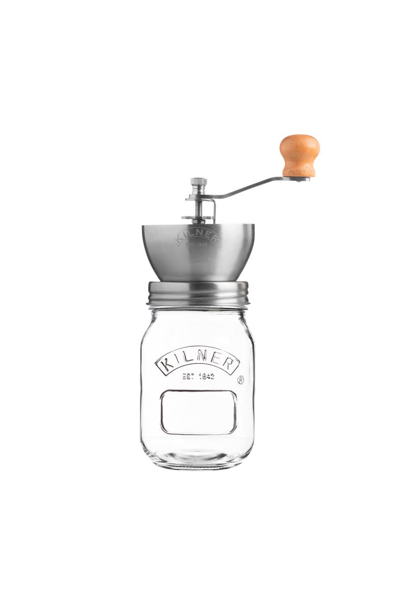 Kilner Coffee Grinder Set, Manual Grinder with Glass Storage Jar, Main, color, Clear