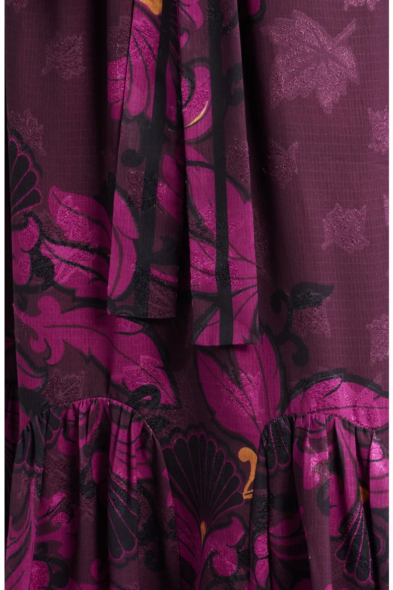 Natalie Metallic Mixed Print Long Sleeve Dress, Alternate, color, BURGUNDY MULTI