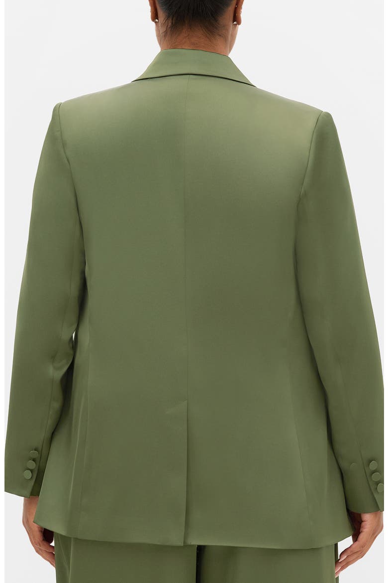 Rylie Satin Double Breasted Blazer, Alternate, color, OLIVE