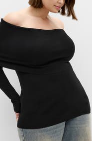 City Chic Florence Foldover Off the Shoulder Sweater