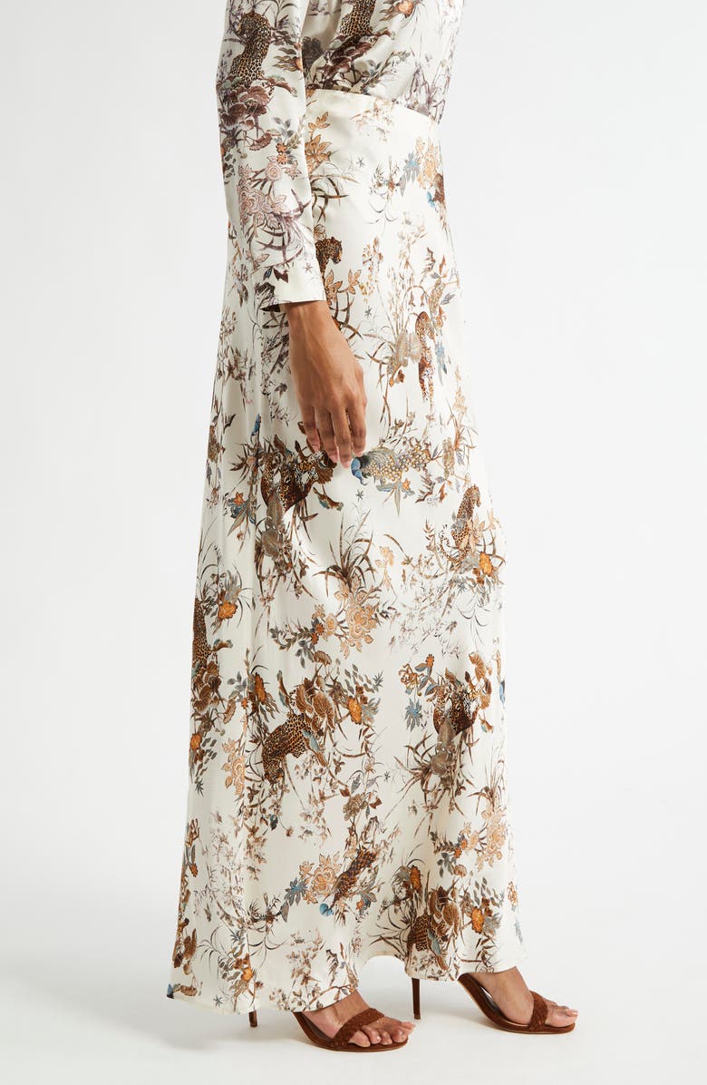 L'AGENCE Zeta Jungle Print Satin Maxi Skirt, Alternate, color,