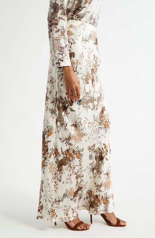 Shop L Agence L'agence Zeta Jungle Print Satin Maxi Skirt In Ecru Multi Tapestry Jungle