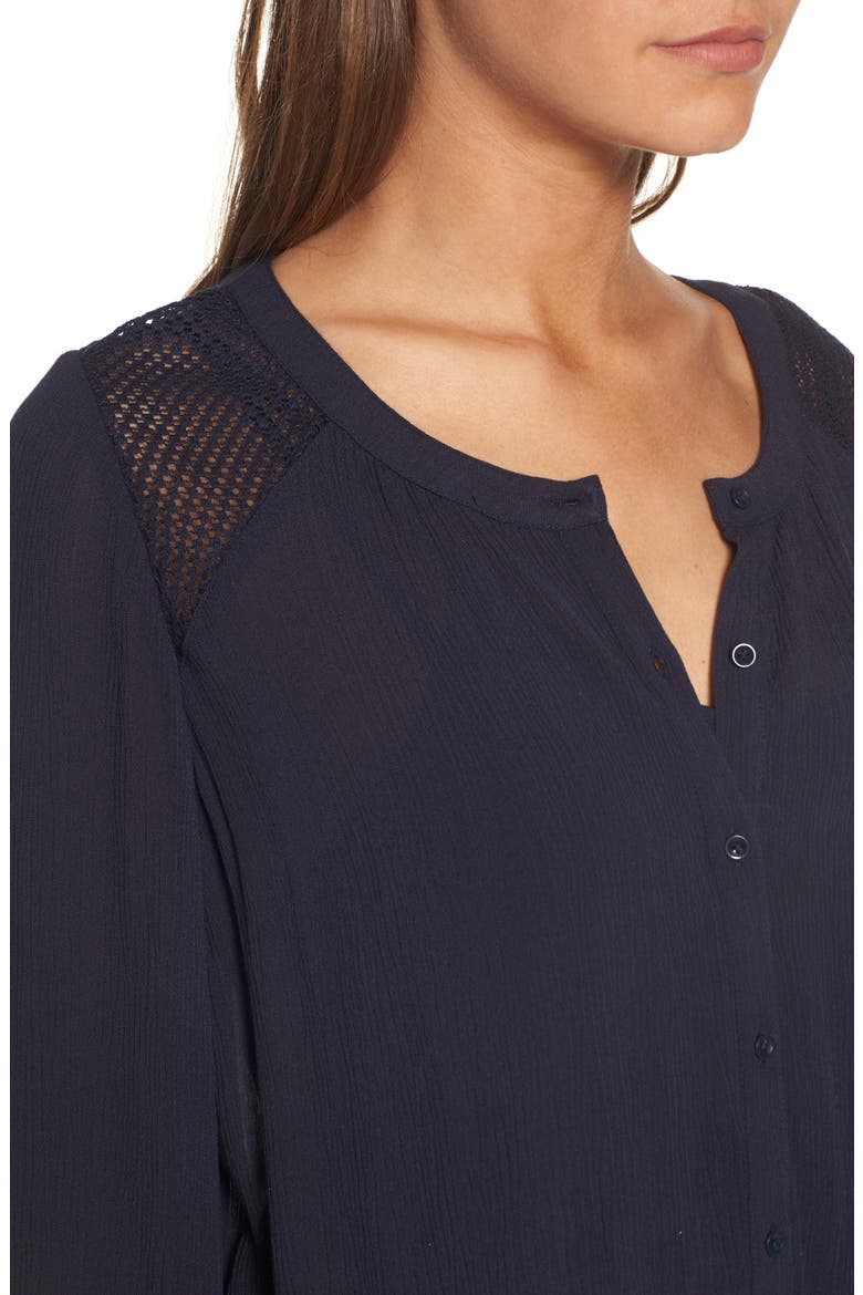 Button Front Dress, Alternate, color, NAVY NIGHT