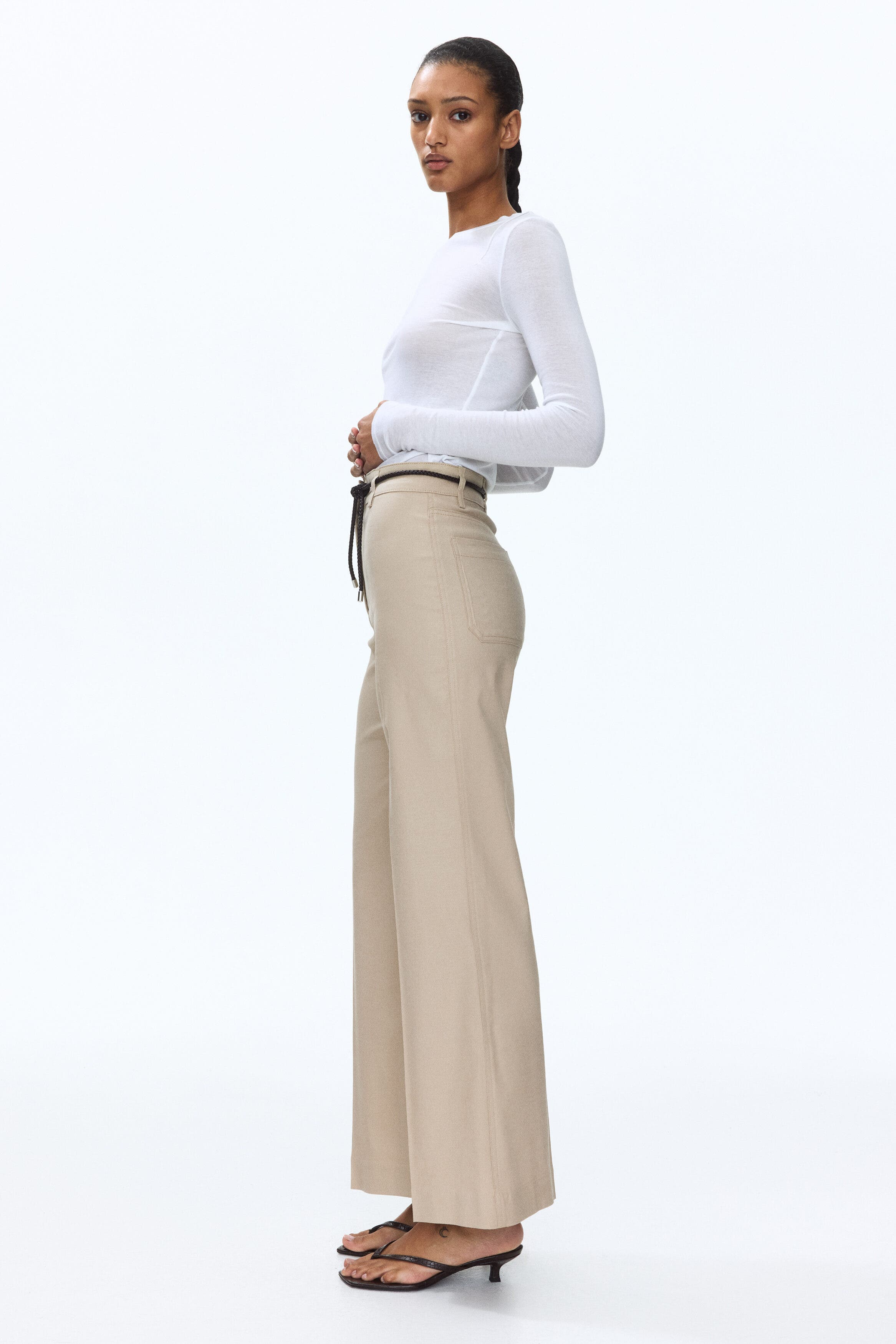 Linen-blend Bootcut Trousers - image 2