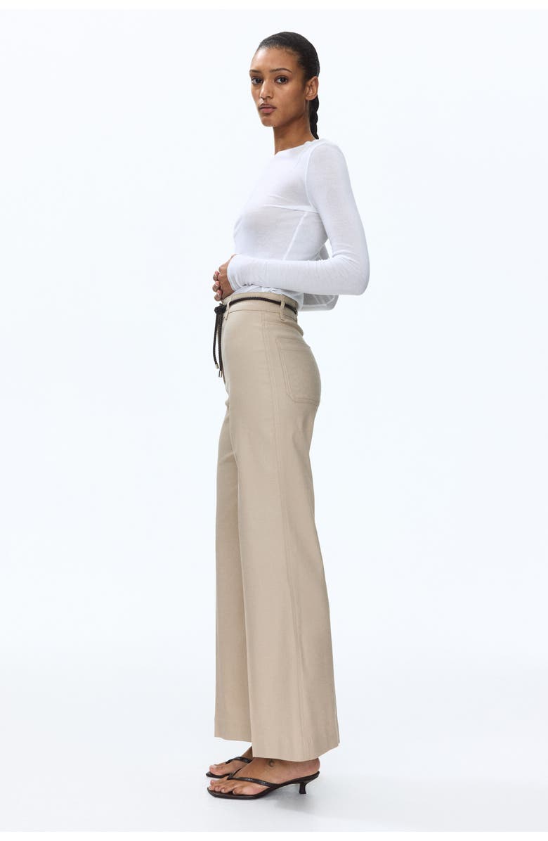 H&M Linen-blend Bootcut Trousers, Alternate, color, Beige