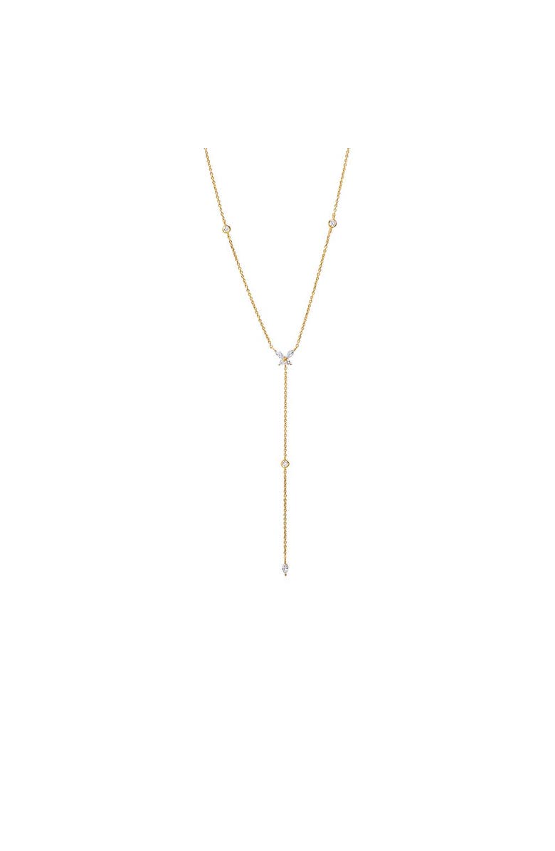 BY ADINA EDEN Lab Grown Diamond Butterfly X Bezel Station Lariat Necklace 14K, Main, color, 