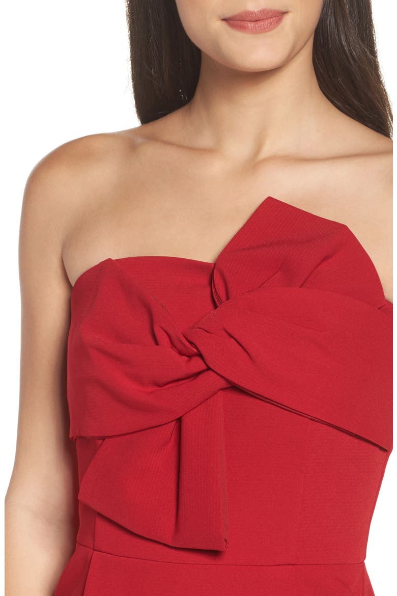 Harper Knotted Strapless Minidress, Alternate, color, RED