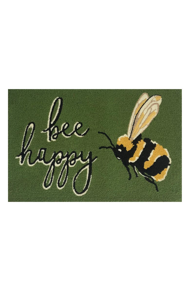 R16 HOME Bee Happy Tufted Doormat, Main, color, Green Yellow