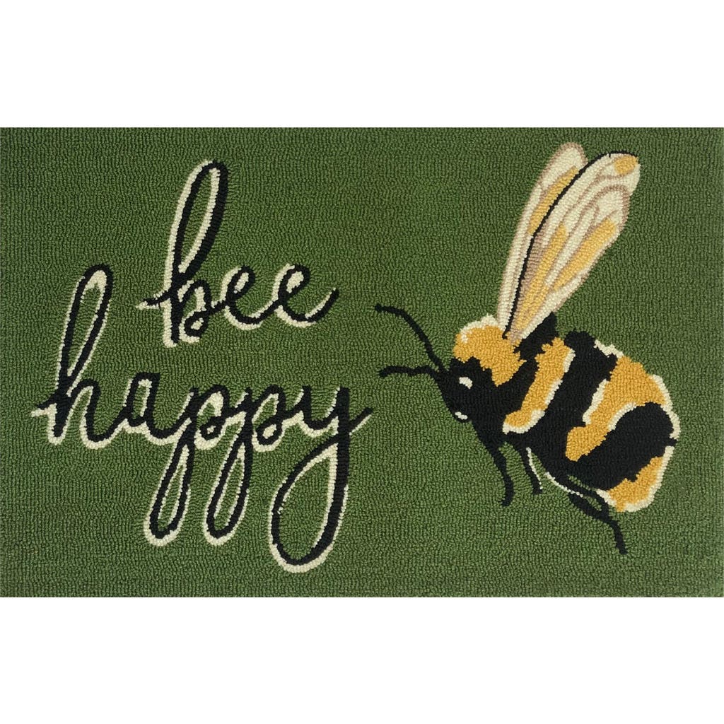 R16 Home Bee Happy Tufted Doormat In Green Yellow