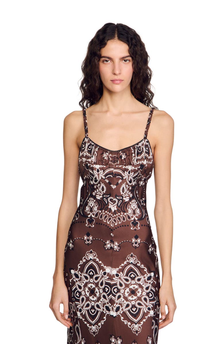 SANDRO Bandana-print maxi dress, Alternate, color, 