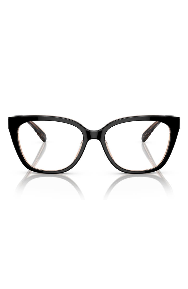 COACH 54mm Square Optical Glasses, Main, color, Black / Blush / Demo