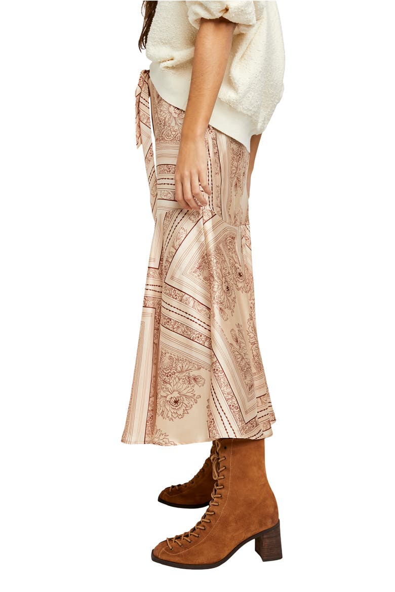 Hampton Tie Front Midi Skirt, Alternate, color, LATTE COMBO