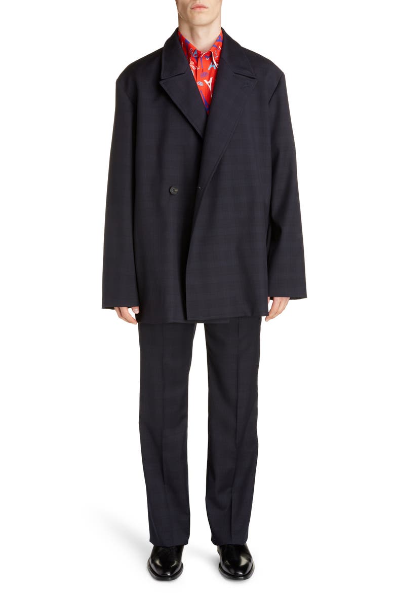 Plaid Wool Flap Jacket, Alternate, color, DARK NAVY