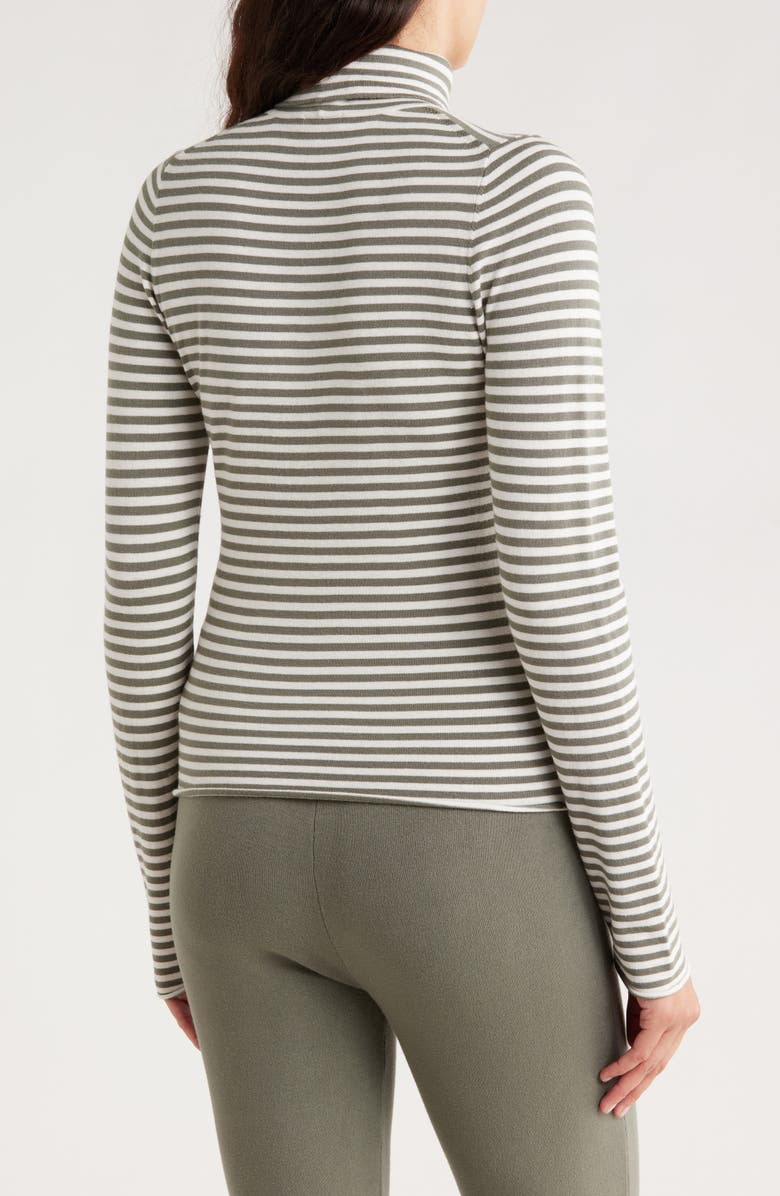 Splendid x Cella Jane Stripe Layering Turtleneck Sweater, Alternate, color, Snow White/ Olive Stripe