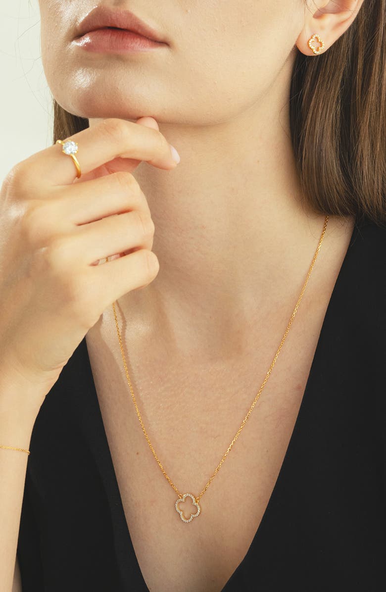 Bearfruit Jewelry Sterling Silver 18k Gold Plated Aria Clover Necklace Holiday Gift Idea, Alternate, color, Gold