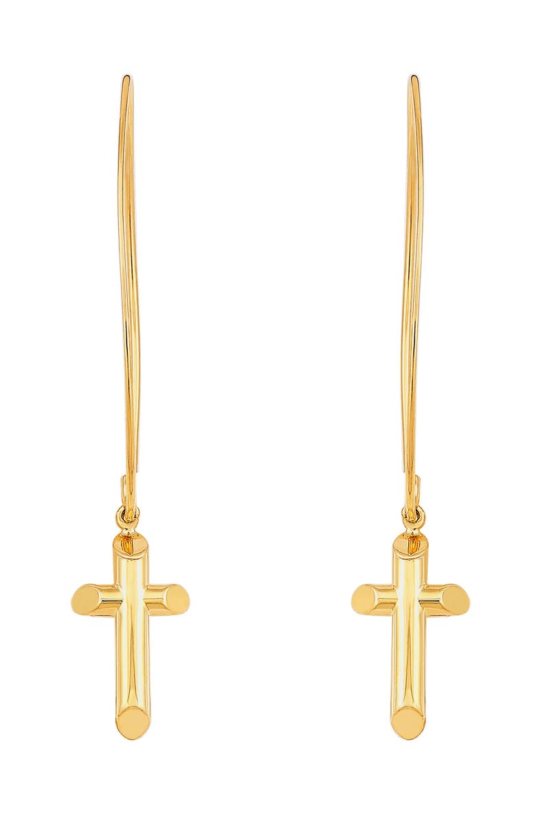Frankie & Zoe Cross Threader Earrings, Alternate, color, Yellow Gold