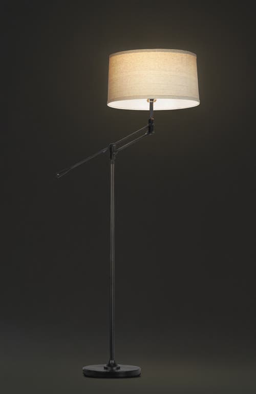 Brightech Ava 61' Led Mid-century Modern Adjustable Floor Lamp With Fabric Drum Shade In Classic Black