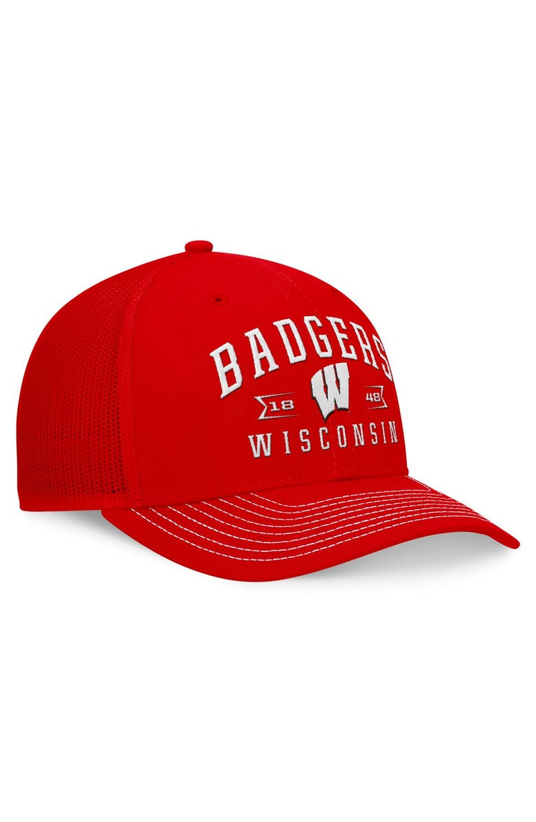 TOP OF THE WORLD Men's Top of the World Red Wisconsin Badgers Carson Trucker Adjustable Hat, Alternate, color,