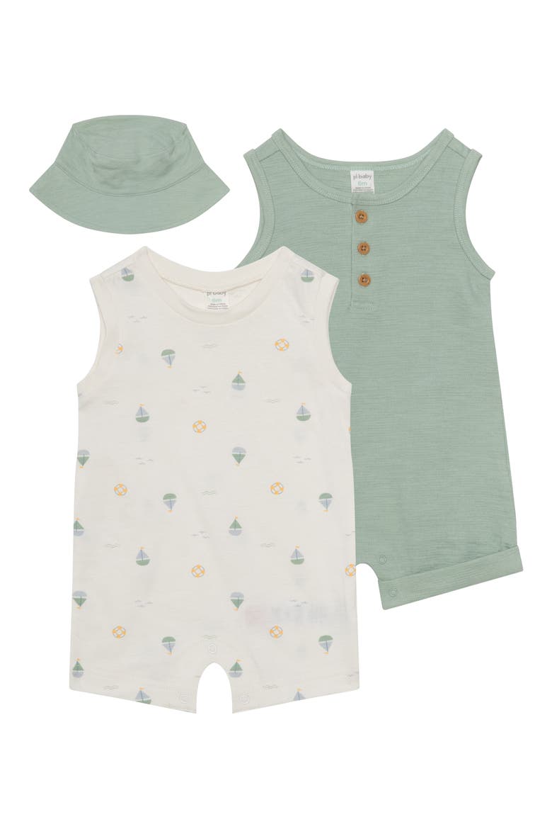 Romper & Bucket Hat Set, Main, color, BOATS
